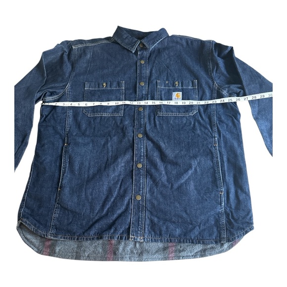 NWT Carhartt Men’s Relaxed Dit Denim Fleece Lined Snap-Front Shirt Jacket XL - Picture 14 of 17